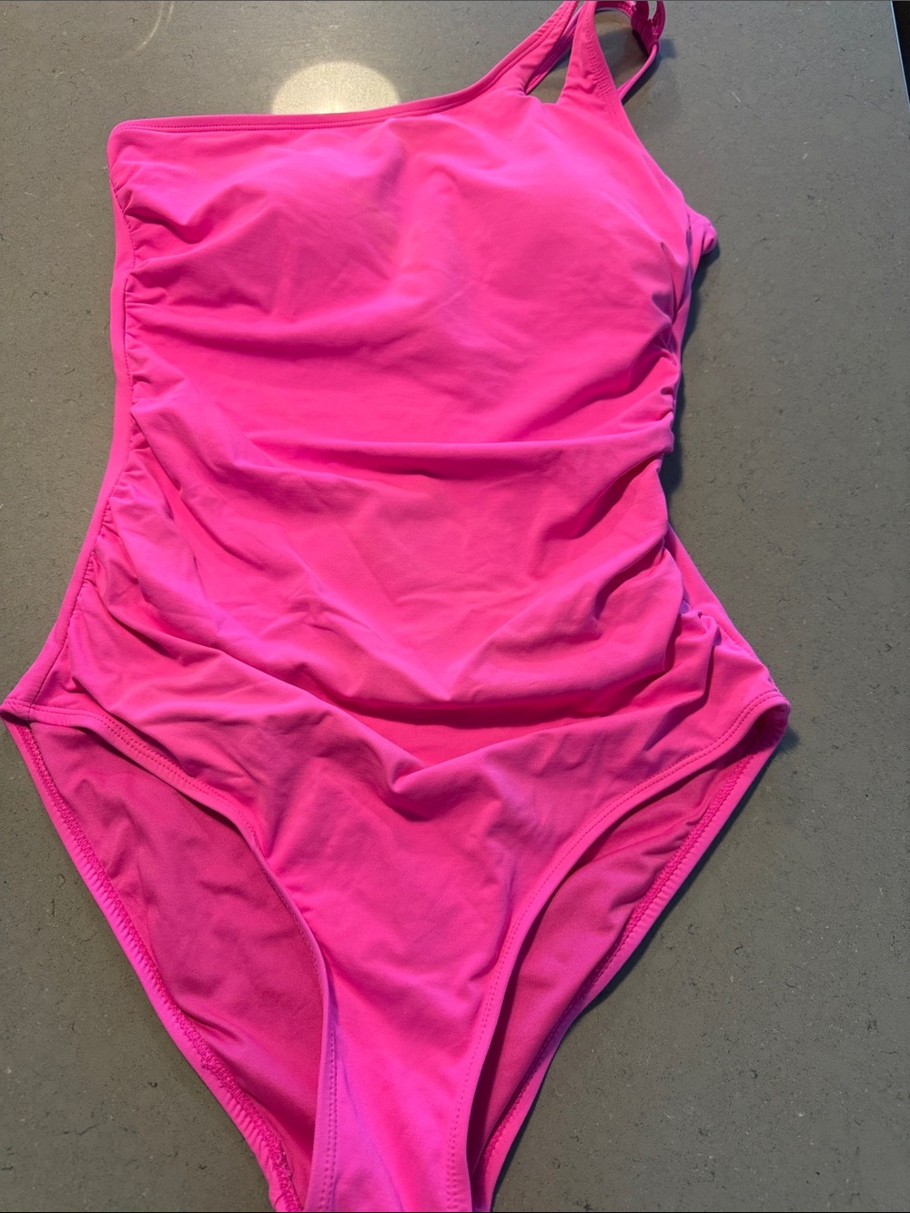 One-Shoulder Hot Pink Women's One-Piece Swimsuit
